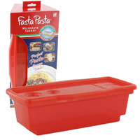 Microwave Pasta Cooker- The Original Fasta Pasta (Red)- Quickly Cooks Up To 4 Servings- No Mess  Sticking Or Waiting For Boil- Perfect Al Dente Pasta Every Time- For Dorms  Small Kitchens  Or Offices