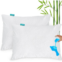 Toddler Pillowcase Protector 2 Pack  Waterproof Pillowcase Cover  Viscose Made From Bamboo Travel Pillow Case Cover With Zipper  Fit Toddler Pillow 13""X18"" Or 14""X19"" For Boys Girls  White