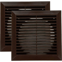 Vent Systems 6"" Duct - 8"" X 8"" Outside Pack Of 2 Air Vent Cover - Bathroom Exhaust Vents Pipe - Brown Louvered Outdoor Dryer Vent Cover - Black 150 Mm 200 X 200 Mm