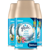 Glade Automatic Spray Refill  Air Freshener For Home And Bathroom  Aqua Waves  6.2 Oz  3 Count