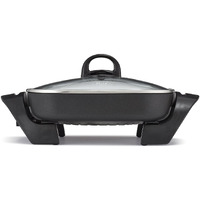 Bella Electric Skillet And Frying Pan With Glass Lid  Nonstick Coating  Cool Touch Handles  Removable Heating Probe  Dishwasher Safe  12 X 12 Inch  Black
