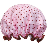 Allydrew Reusable Women's Waterproof Shower Caps For Long Hair  Pink Polka Dots