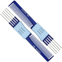 Lift Teasing Comb And Hair Pick - 2 Pack  Five Stainless Still Lifts - Chemical And Heat Resistant Detangler Gripper Comb - Anti Static Comb For All Hair Types - By Cantor