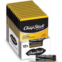 Chapstick Classic Original Lip Balm Tubes  Lip Care - 0.15 Oz (Pack Of 12)