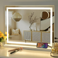 Sucedey Vanity Mirror With Lights  23"" X 18"" Makeup Mirror  Hollywood Mirror With 3 Color Modes & Adjustable Brightness  Detachable 10X Magnification And Usb Charging Design (White)
