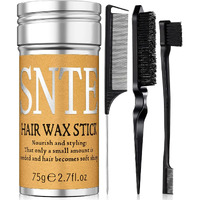 Slick Back Hair Brush Set: Hair Wax  Edge Brush  Rat Tail Comb  Bristle Brush  Hair Bun Accessories  Smoothing Brush For Women & Kids