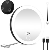 Led Magnifying Mirror  10X Magnifying Mirror With Light  Makeup Mirror With 10X Magnification 4'' Handheld Cosmetic Mirror  Rechargeable Travel Magnifying Mirror 10X Pocket Magnified Mirror With Light