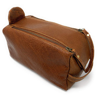 Komalc Premium Buffalo Leather Unisex Toiletry Bag Travel Dopp Kit (Chicago Buff)