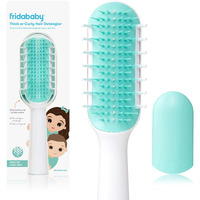 Frida Baby Thick Or Curly Hair Detangler Brush For Kids  Toddler Hairbrush Detangles Knots Without Tears Or Breakage  Comb Teeth And Bristle Design  White/Blue  1 Count