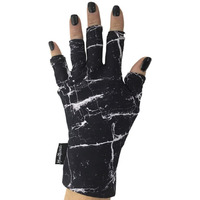 Maniglovz - The Original Upf 50+ Uv Light Protective Nail Gloves | Gel Manicure Gloves And Anti Uv Fingerless Gloves For Women | Can Be Used As Sun Protection Gloves For Driving | Black Marble