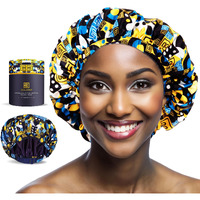 Luxury Shower Caps For Women Reusable Waterproof - Satin Lined Shower Cap Adjustable Shower Cap Luxury Shower Cap For Women As Gift Keep Hair Dry  Durable Hair Bonnet By Beauxsoi (African Majesty)