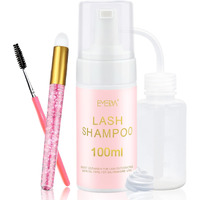 Emeda Lash Shampoo Kit For Extensions - 100Ml Gentle Foam Lash Cleanser  Oil-Free Cleaner For Wash Eyelash Bath With Rinse Bottle Lash Brush