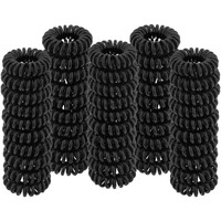 Spiral Hair Ties (Small Black 50 Pcs)  Coil Hair Ties For Thick Hair  Ponytail Holder Hair Ties For Women  No Crease Hair Ties  Phone Cord Hair Ties For All Hair Types With Plastic Spiral