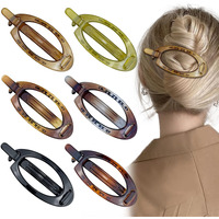 6 Pcs French Oval Hair Barrette Clip Plastic Bun Ponytail Holder Strong Hold Grip Hair Clips Closure Hairpin No Metal Hair Accessories For Women Girls