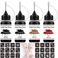 Jacknb Temporary Tattoo Kit Freehand Ink Semi Permanent Tattoo Jagua Gel 40 Pcs Free Stencils Diy Fake Freckles Temp Tattoos For Women Kids Men - Full Kit 4 Bottles