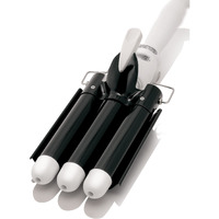 Alure Three Barrel Curling Iron Wand With Lcd Temperature Display - 1 Inch Ceramic Tourmaline Triple Barrels  Dual Voltage Crimping Tool  Best Hair Waver For Beachy/Frizz Free Waves (Black/White)