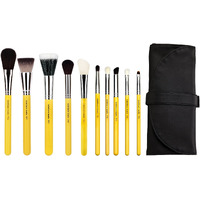 Bdellium Tools Studio Mineral 10Pc. Brush Set With Roll-Up Pouch - Designed For Use With Mineral Makeup (Yellow  1Pc)