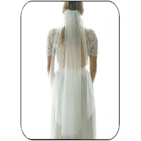 Heread 1 Tier Bride Wedding Veil Fingertip Length Short Bridal Tulle Veils With Comb And Cut Edge (Ivory  39.4"")