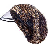 Hairbrella 100% Waterproof Rain Hats For Women  Satin Lined Hats  Full Hair Coverage  Packable Travel Accessory Leopard