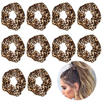 Luckycivia 10 Pcs Leopard Print Scrunchies Hair Bands  Stretch Scrunchy Hair Ties  Hair Ropes Scrunchies Hair Accessories For Women Girls (Style 1)