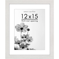 Americanflat 12X15 Picture Frame With Shatter-Resistant Glass - Use As 9X12 Frame With Mat Or 12X15 Frame Without Mat - Hudson Collection - Wide Photo Frame For Wall Display - White