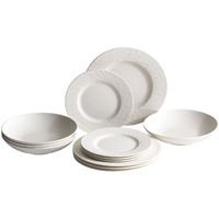 Villeroy & Boch Manufacture Rock Blanc 12-Piece Dinnerware Set  Service For 4  Plates & Bowls  Premium Porcelain  Made In Germany  White  Large