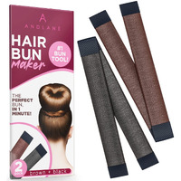 Andlane Hair Bun Maker French Twist Hair Fold Wrap Snap - Ballet Bun For Women And Kids (1 Black  1 Brown)