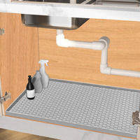 Jacooxi Under Sink Mat 25 X 19  Silicone Under Sink Mats For Kitchen Waterproof  Under Sink Liner  Light Grey