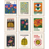 Yayoi Kusama Posters  Vintage Yayoi Kusama Wall Art Prints Gallery Exhibition Poster Set  ???? Japanese Canvas Paintings Aesthetic Wall Decor For Bedroom Bathroom Living Room Hallway |Unframed 8""X10""-