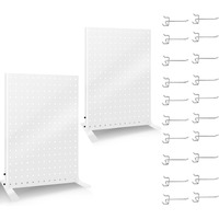 Uppcasir 2Pcs Pegboard Display Stand For Craft Shows  Metal Jewelry And Key Ring Retail Display Racks With 20 Hooks For Selling Accessories  Retail Stores  Vendors & Events  White