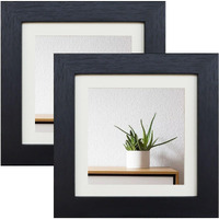 5?5"" Photo Frames Black Mdf Square Picture Frames For Photos 3.5 X 3.5 Inches With Mat Or 5 X 5"" Without Mat  Set Of 2 With Acrylic Glass For Wallmounted & Desk Top