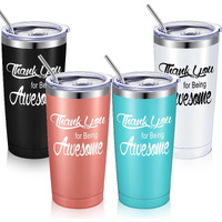 Suclain Employee Appreciation Gift Bulk Thank You For Being Awesome Tumbler With Lid Straw 20 Oz Thank You Gift For Women Teacher Coworkers(Light Blue  Rose Gold  Black  White 4 Sets)
