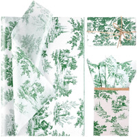 80 Sheets 20 * 14 Inches Vintage Print Tissue Paper For Gift Wrapping  Blue French Toile Gift Wrap Tissue Paper  Retro Decorative Tissue Paper For Wedding Birthday Bridal Shower Diy Craft (Green)