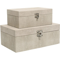 Decor4Season Faux Shagreen Leather Decorative Storage Boxes Set Of 2  Ivory