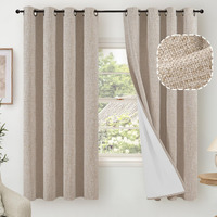 Lajode Beige Linen 100% Blackout Curtains For Bedroom 63 Inch Length 2 Panels  Thermal Insulated Complete Light Blocking Noise Reducing Window Curtains For Nursery  Bronze Grommet  Each 52"" Wide