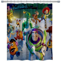 Kids Cartoon Shower Curtain Cute Cartoon Anime Characters Shower Curtain  Polyester Fabric Kids Bathroom Decor Curtain Set With Hooks (Green  71Wx71H Inches)