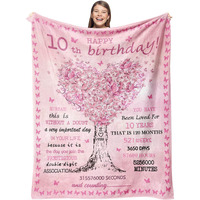 Gevuto 10 Year Old Girl Birthday Gifts Blankets 10Th Birthday Decorations For Girl Throw 50""X60""  Best Gifts For 10 Year Old Girls  Double Digits Birthday Gifts For 10 Year Old Girls  Teen Girl Gifts
