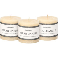 3X3 Inch Ivory Pillar Candles Set Of 3 - Hand-Poured Unscented Candles  Long Clean Burning  Large Big Candles  Smokeless Dripless Candles For Dinner Table  Wedding  Home  Bathroom  Rustic Decor