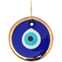 Erbulus 3.5"" Glass Blue Evil Eye Wall Hanging Gold Ornament - Turkish Nazar Bead - Home Protection Charm - Gold Wall Decor Amulet In A Box (Medium)