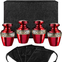 Trupoint Memorials Small Urns For Human Ashes Keepsake - Cremation Urns For Human Ashes  Decorative Urns For Human Ashes Adult Man And Woman  Mini Urns For Human Ashes - 4 Keepsake Urns  Grecian Red