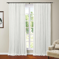 Twopages Warm White Polyester Linen 96 Inches Long Thermal Insulated Curtain With Pinch Pleated And Back Tab Blackout Textured Drape For Bedroom Living Room Double Layer Curtain (52Wx96L  1 Panel)
