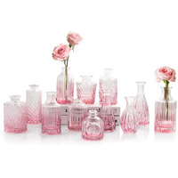 Glass Bud Vases Set Of 12  Tbwind Small Vases For Flowers  Vintage Mini Vases For Centerpieces  Pink Glass Bud Vase In Bulk For Wedding Decor  Single Flowers  Office And Home Table Flower D?Cor-Pink
