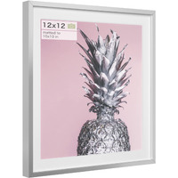 Homeforia 12X12 Frames Silver  Premium Metal 12 X12 Picture Square Frame With Mat For 10X10 Photo  Picture Frames 12X12 With Mat For 10 X 10 Photo  Tempered Glass  Wall Hook Included  Set Of 1