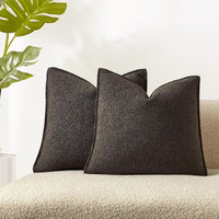 Juspurbet Dark Coffee Boucle Throw Pillow Covers 16X16 Inch Set Of 2 For Couch Bedroom Sofa Living Room Decorative Soft Thick Textured Cushion Covers With Hidden Zipper