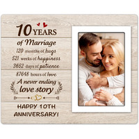 10 Year Anniversary Romantic Gifts For Him Her  10Th Anniversary Valentines Gifts For Wife Husband - 10Th Anniversary Picture Frame Gifts For 4X6 Photos - Best Couple Gifts For 10Th Wedding