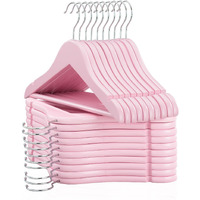 Fairyhaus Kids Wooden Hangers 20Pack Pink  12.8 Inch Baby Wooden Hangers For Closet  Anti-Rust 360 Swivel Hook  Notches & Smooth Finish  Natural Solid Wood Childrens Hangers For Clothes