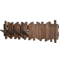 Gogreebell Natural Wood Wall Mounted Piano Coat Rack| Coat Rack Wall Mount| Flip Down Wall Hook Rack 7 Hooks| Entryway Wall Art Hook Made Of Acacia Wood (Wood Wax Oil Dyed Walnut Color).Wall Art