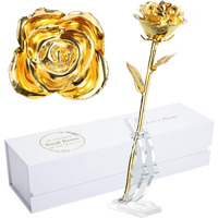 Maxspt 24K Golden Rose  Gold Dipped Rose Made From Real Rose Best Gifts For Her And Great Gifts For My Wife  Golden With Stand