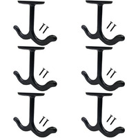 Nnnjunhua Zinc Alloy Ceiling Double Hook Cabinet Wardrobe Coat Towel Hat Hook Hooks Under Cabinet Shelf 6 Pieces (Black)