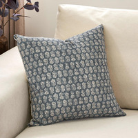 Domvitus Floral Pillow Covers  18X18 Pillow Cover  Couch Pillows For Living Room  Decorative Farmhouse Accent Block Print Throw Pillow Covers  1Pc  Dusty Blue